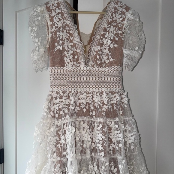 Bronx and Banco White and Brown Lace Dress - Picture 2 of 5